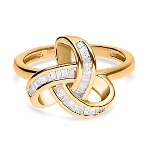 Diamond Knot Ring in Vermeil Yellow Gold Over Sterling Silver (Size 9.0) 0.25 ctw