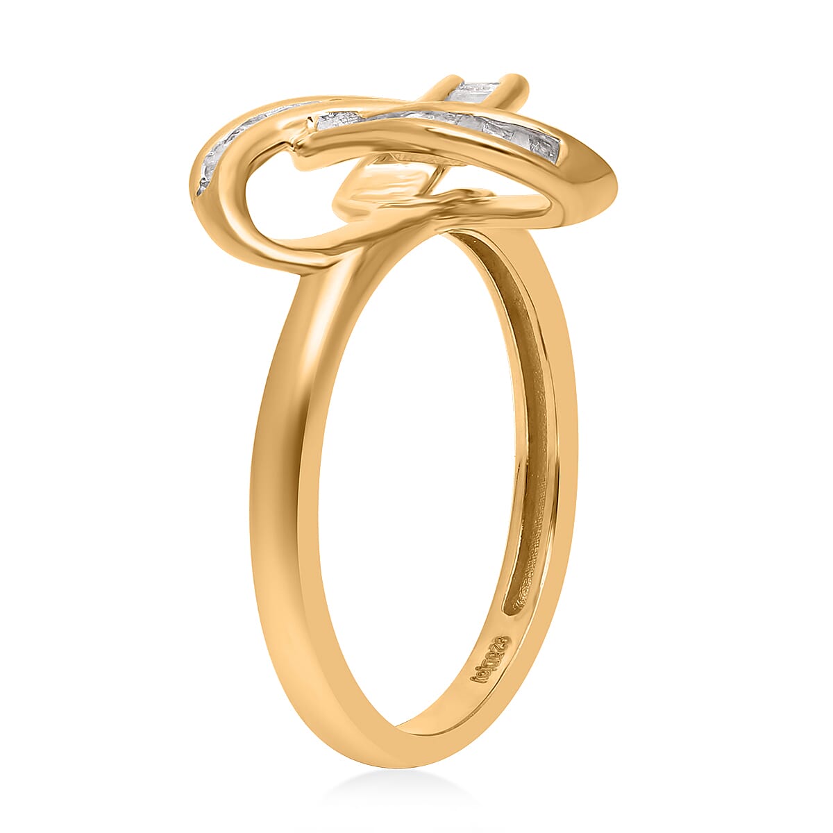 Diamond Knot Ring in Vermeil Yellow Gold Over Sterling Silver (Size 9.0) 0.25 ctw image number 3