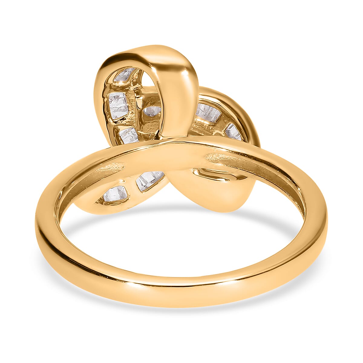 Diamond Knot Ring in Vermeil Yellow Gold Over Sterling Silver (Size 9.0) 0.25 ctw image number 4