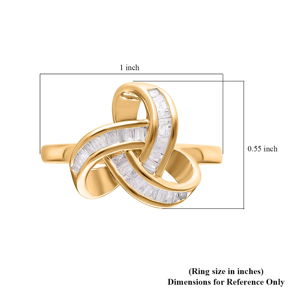 Diamond Knot Ring in Vermeil Yellow Gold Over Sterling Silver (Size 9.0) 0.25 ctw image number 5