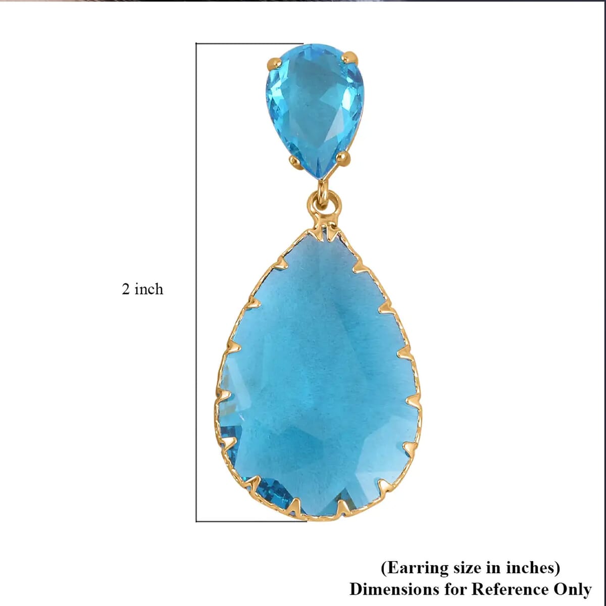 Light Blue Glass Drop Earrings in Goldtone image number 6