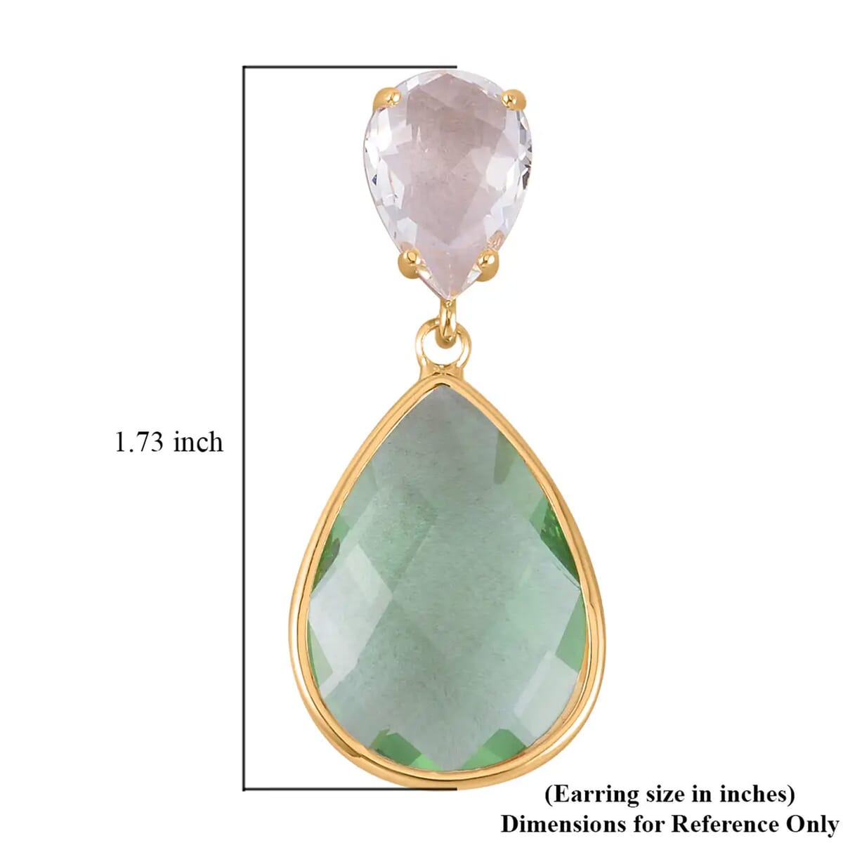 Light Green and White Glass Drop Earrings in Goldtone image number 6