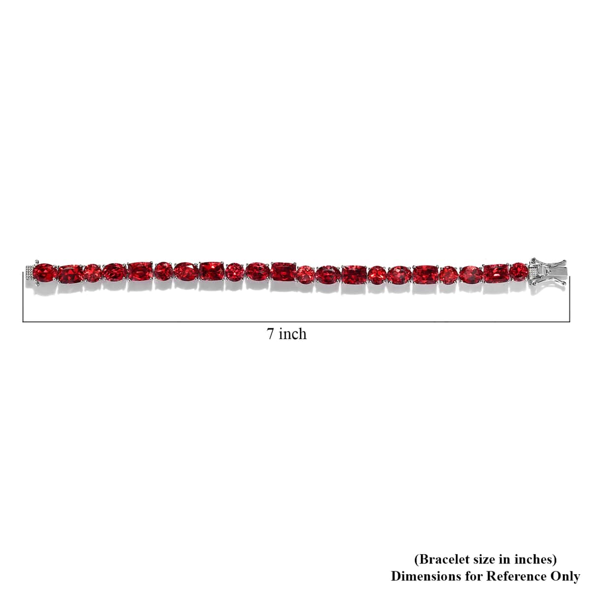 One Time Only Lab Created Padparadscha Sapphire Tennis Bracelet in Platinum Over Sterling Silver (8.00 In) 47.15 ctw image number 4