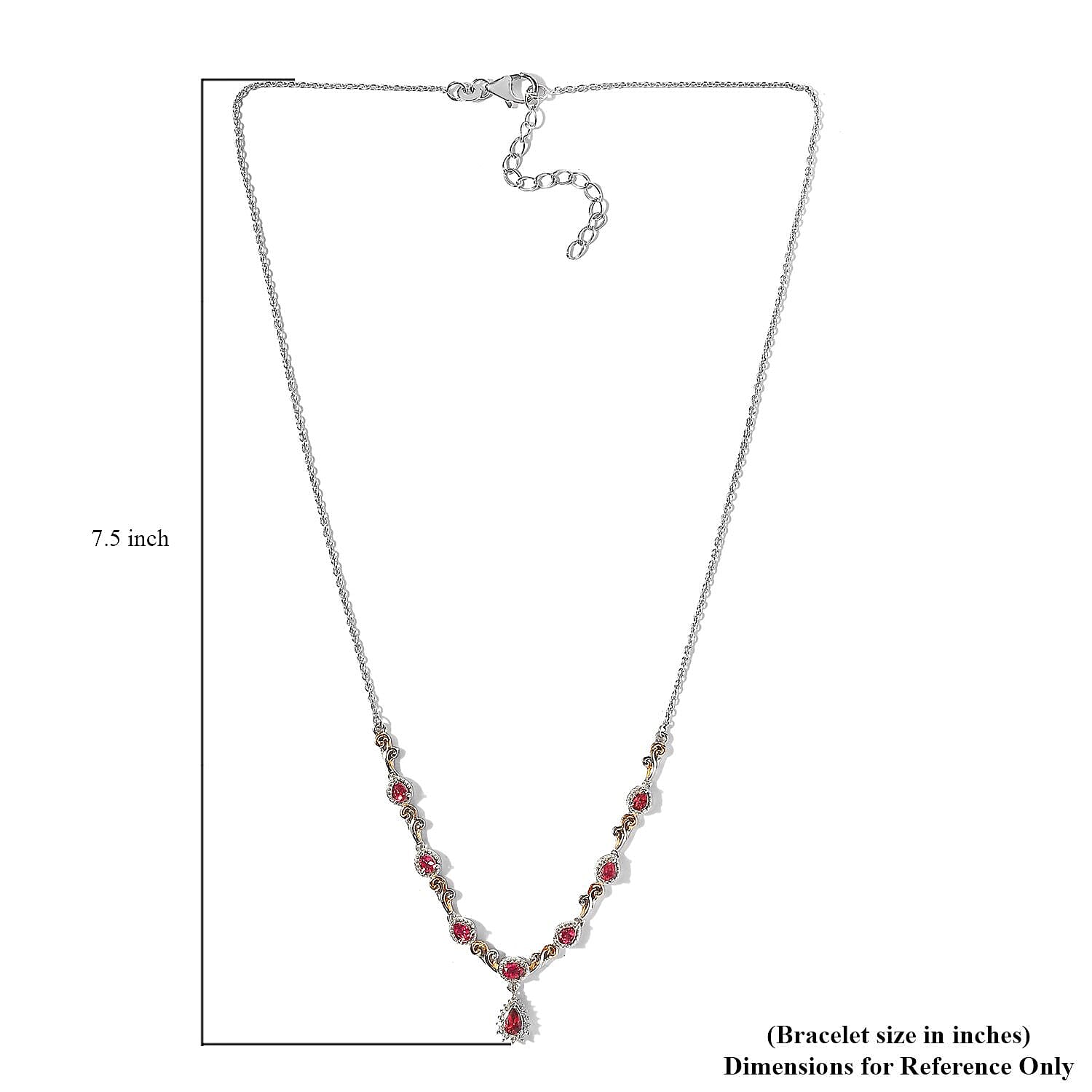 Premium Ouro Fino Rubellite and White Zircon Necklace 18-20 Inches in Vermeil YG and Platinum Over Sterling Silver 1.50 ctw