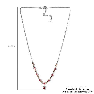 Premium Ouro Fino Rubellite and White Zircon Necklace 18-20 Inches in Vermeil YG and Platinum Over Sterling Silver 1.50 ctw
