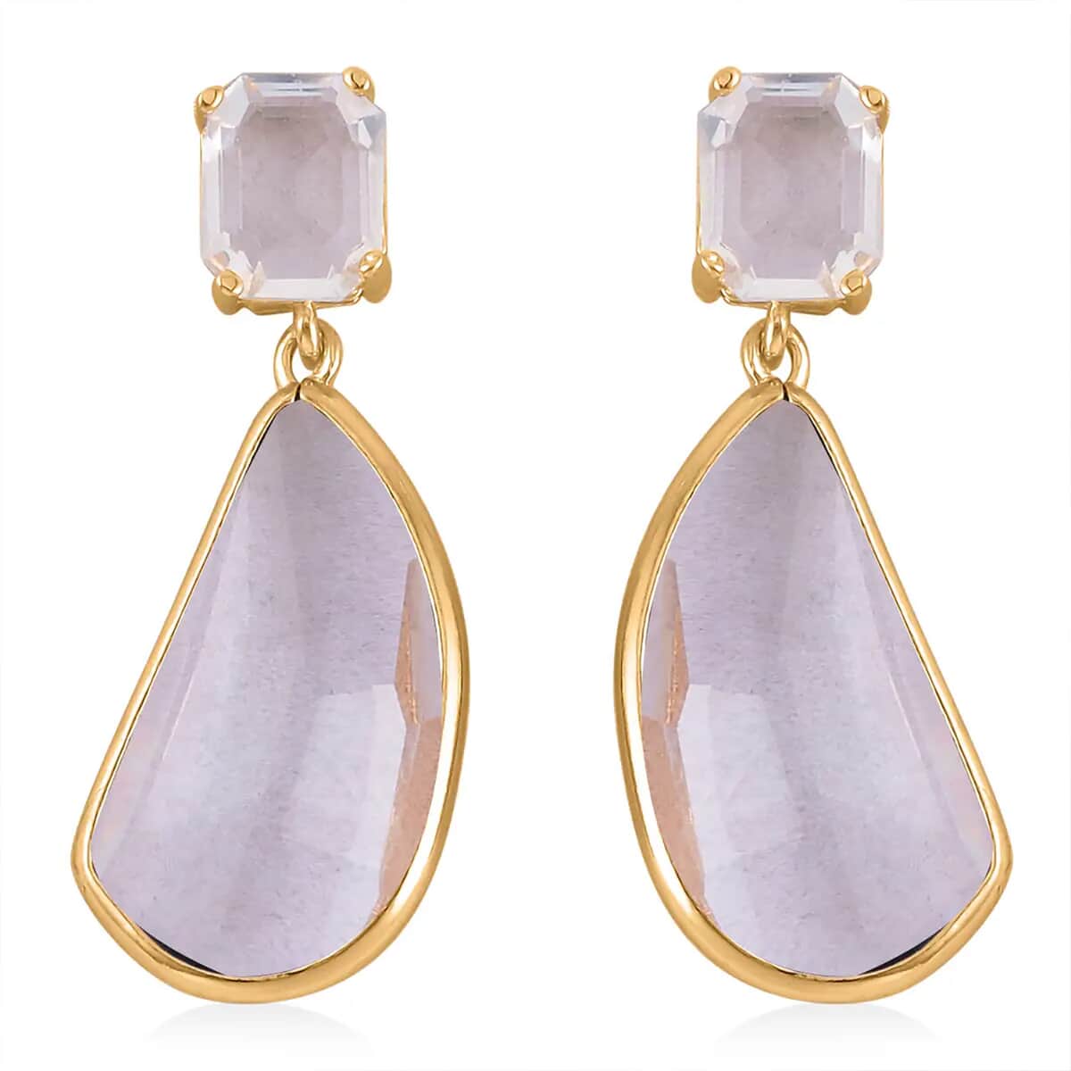 White Glass Pear Shape Drop Earrings in Goldtone image number 0