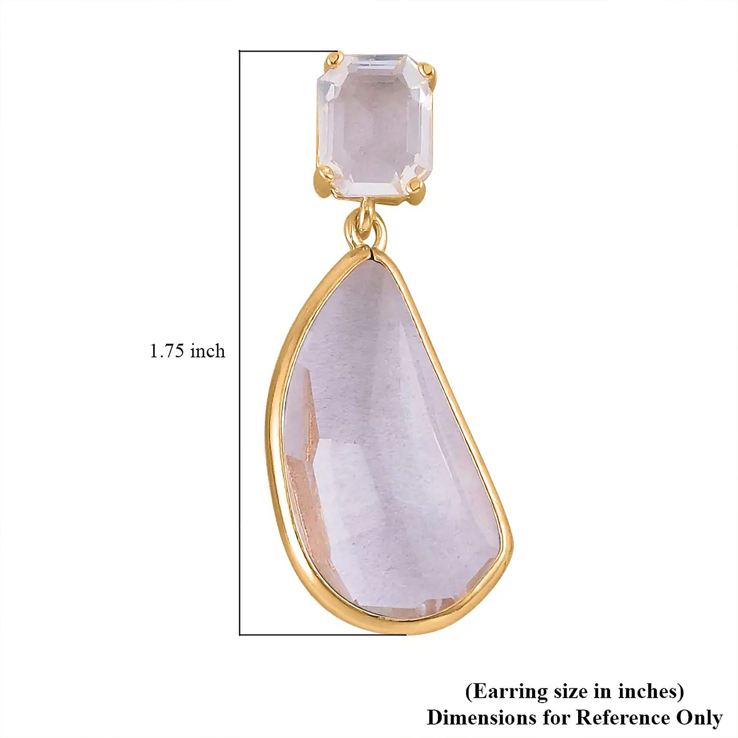 White Glass Pear Shape Drop Earrings in Goldtone