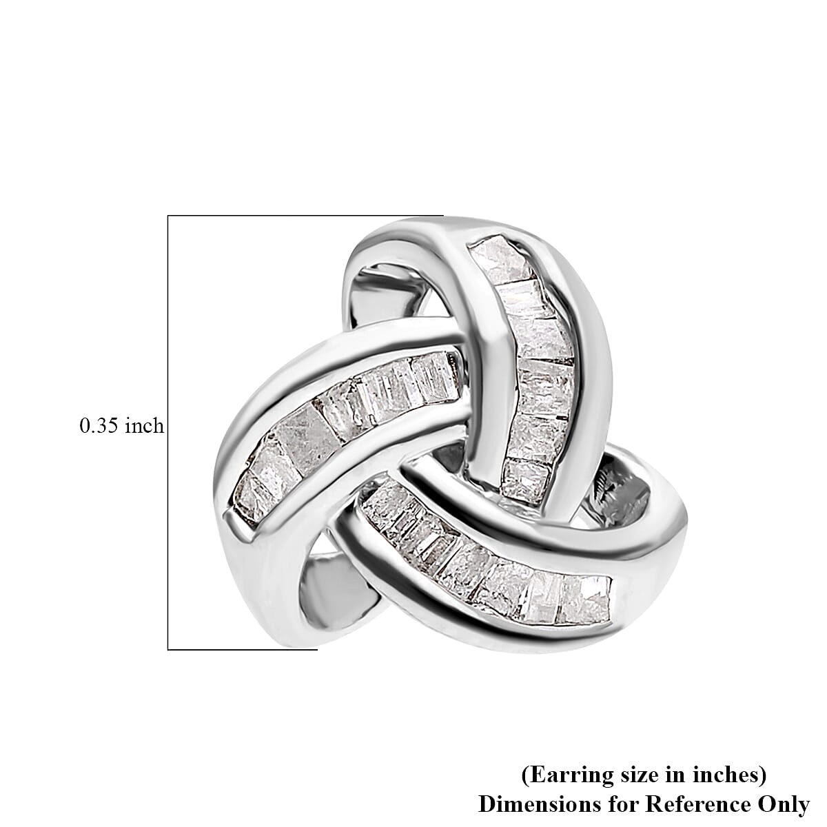 Diamond Knot Stud Earrings in Platinum Over Sterling Silver 0.25 ctw