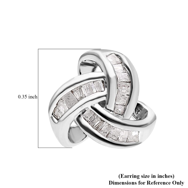 Diamond Knot Stud Earrings in Platinum Over Sterling Silver 0.25 ctw