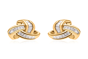 Diamond Knot Stud Earrings in Vermeil Yellow Gold Over Sterling Silver 0.25 ctw