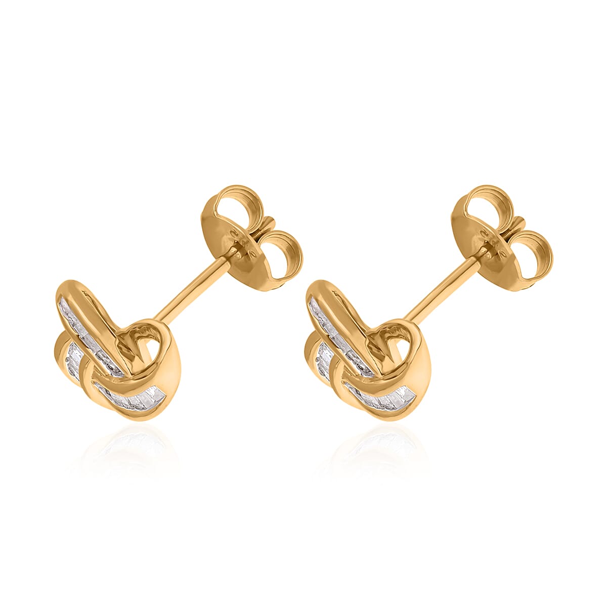 Diamond Knot Stud Earrings in Vermeil Yellow Gold Over Sterling Silver 0.25 ctw image number 3
