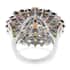 Multi-Tourmaline Floral Ring in Platinum Over Sterling Silver (Size 5.0) 11.50 ctw image number 4