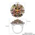 Multi-Tourmaline Floral Ring in Platinum Over Sterling Silver (Size 5.0) 11.50 ctw image number 5