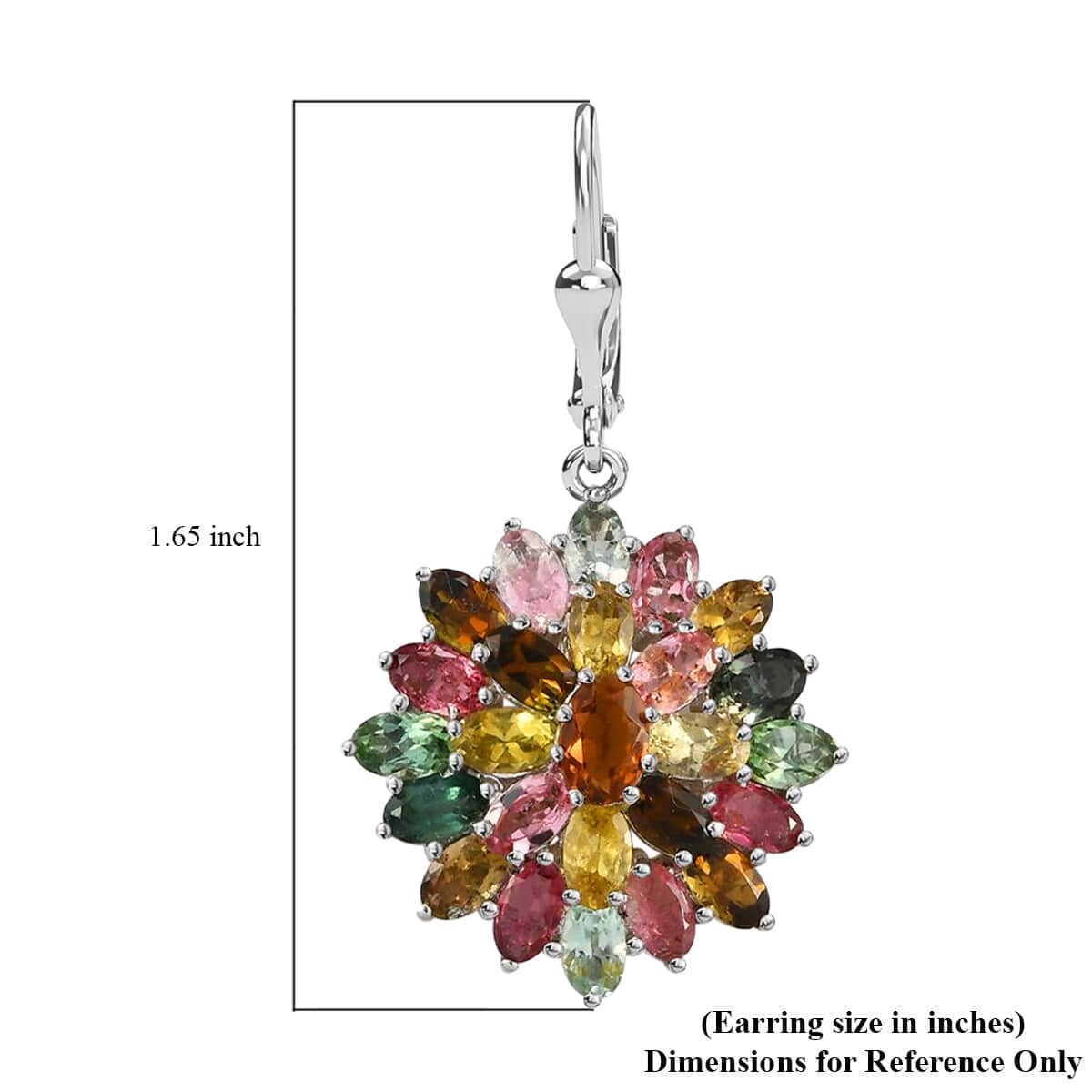 Multi-Tourmaline Floral Earrings in Platinum Over Sterling Silver 12.75 ctw image number 4