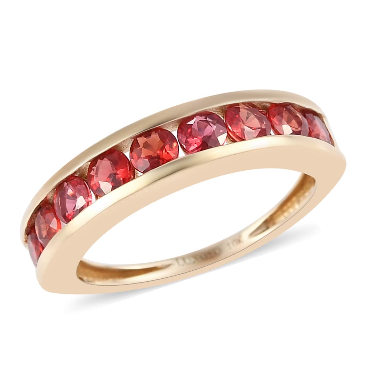 LUXORO 10K Yellow Gold Premium Red Sapphire Half Eternity Band Ring (Size 7.0) 1.25 ctw image number 0
