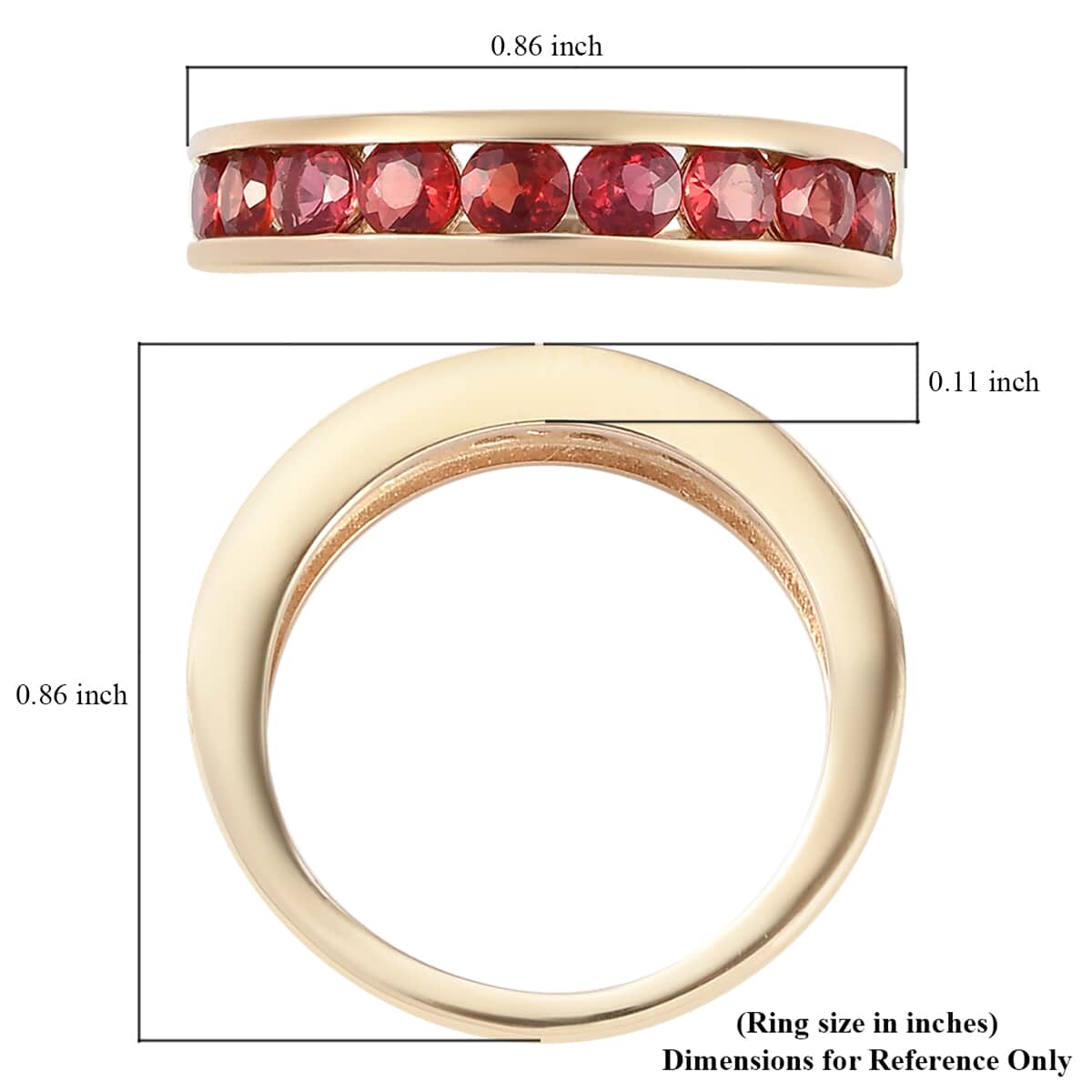 LUXORO 10K Yellow Gold Premium Red Sapphire Half Eternity Band Ring (Size 7.0) 1.25 ctw image number 5