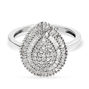 White Diamond 0.50 ctw Cluster Ring in Platinum Over Sterling Silver (Size 10)