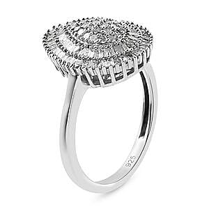 White Diamond 0.50 ctw Cluster Ring in Platinum Over Sterling Silver (Size 10)