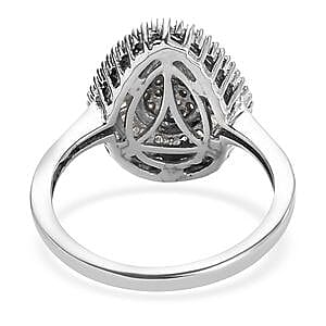 White Diamond 0.50 ctw Cluster Ring in Platinum Over Sterling Silver (Size 10)