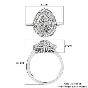 White Diamond 0.50 ctw Cluster Ring in Platinum Over Sterling Silver (Size 10)