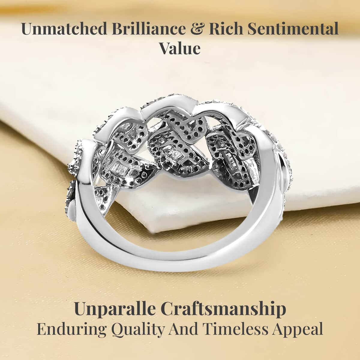 Luxoro 10K White Gold G-H I3 Diamond Fancy Ring (Size 6.0) 4.50 Grams 1.00 ctw image number 3