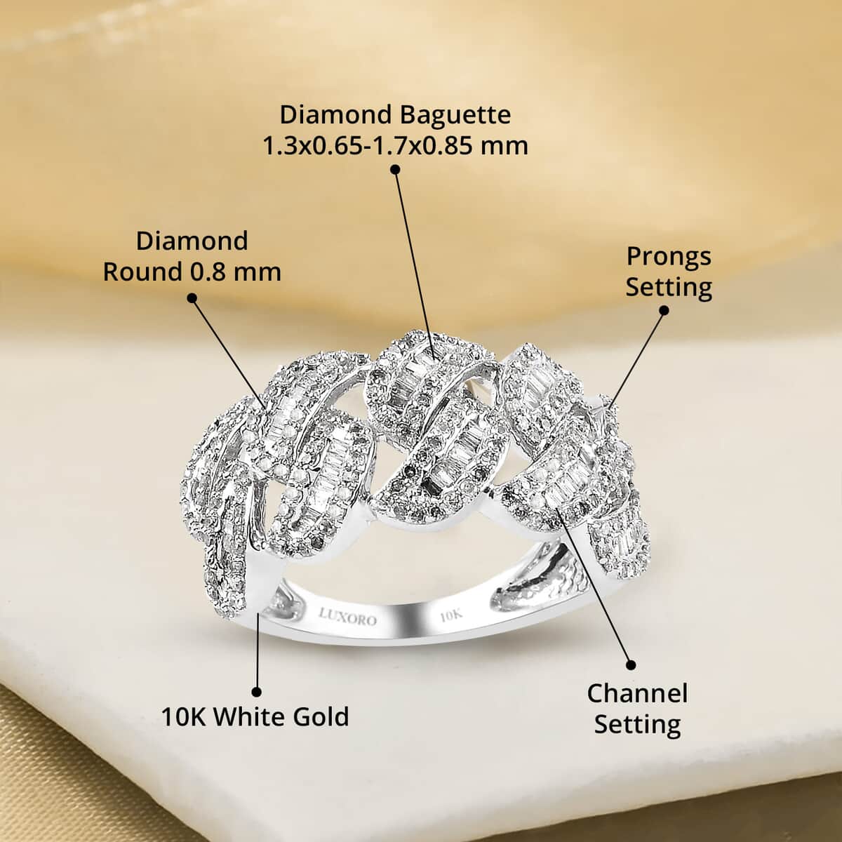 Luxoro 10K White Gold G-H I3 Diamond Fancy Ring (Size 6.0) 4.50 Grams 1.00 ctw image number 4