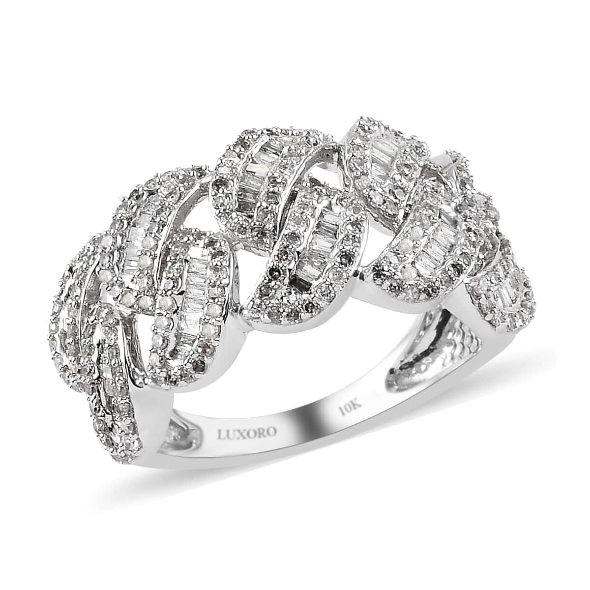 Luxoro 10K White Gold G-H I3 Diamond Fancy Ring (Size 7.0) 4.50 Grams 1.00 ctw image number 0