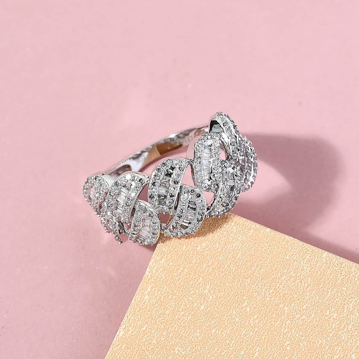 Luxoro 10K White Gold G-H I3 Diamond Fancy Ring (Size 7.0) 4.50 Grams 1.00 ctw image number 1