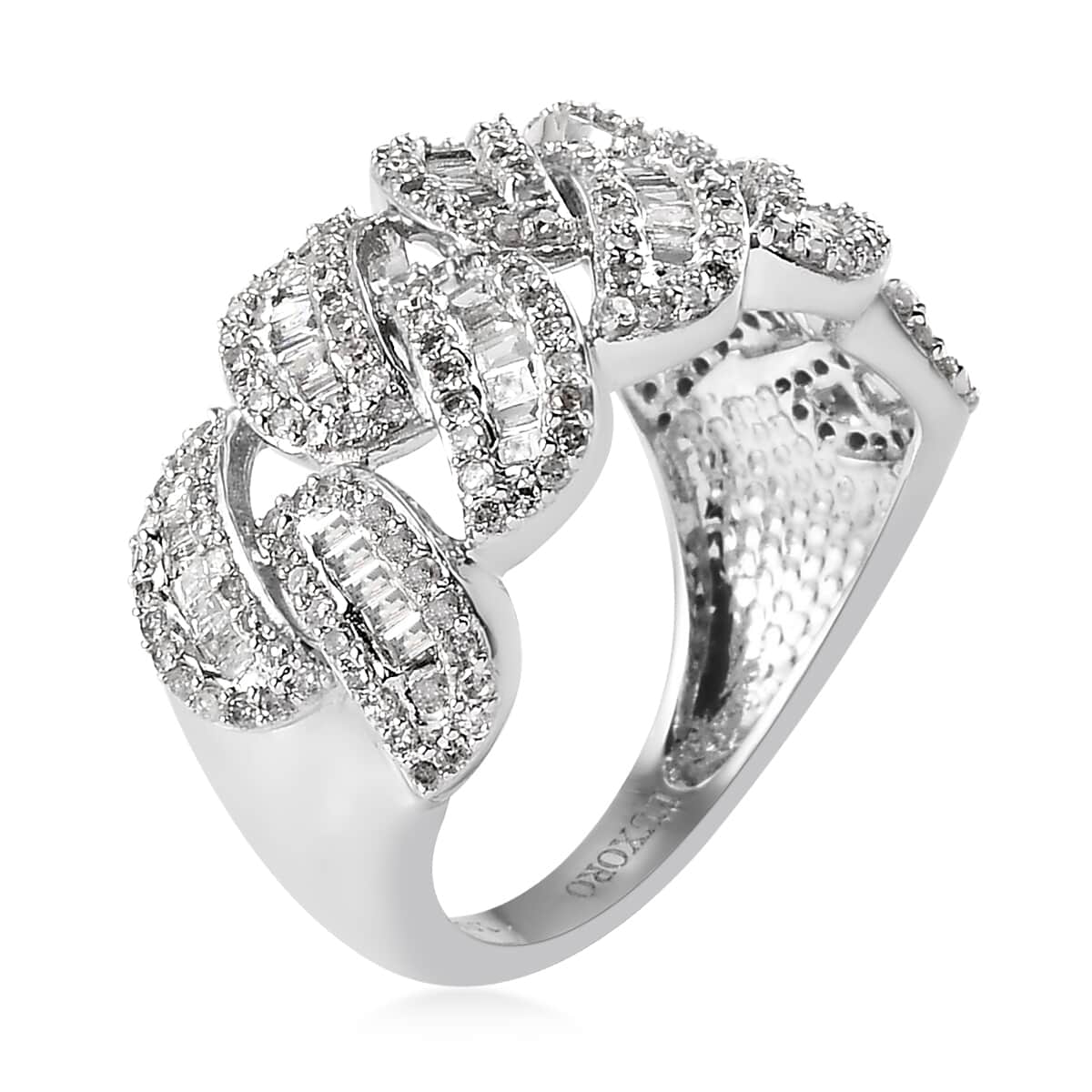 Luxoro 10K White Gold G-H I3 Diamond Fancy Ring (Size 7.0) 4.50 Grams 1.00 ctw image number 3
