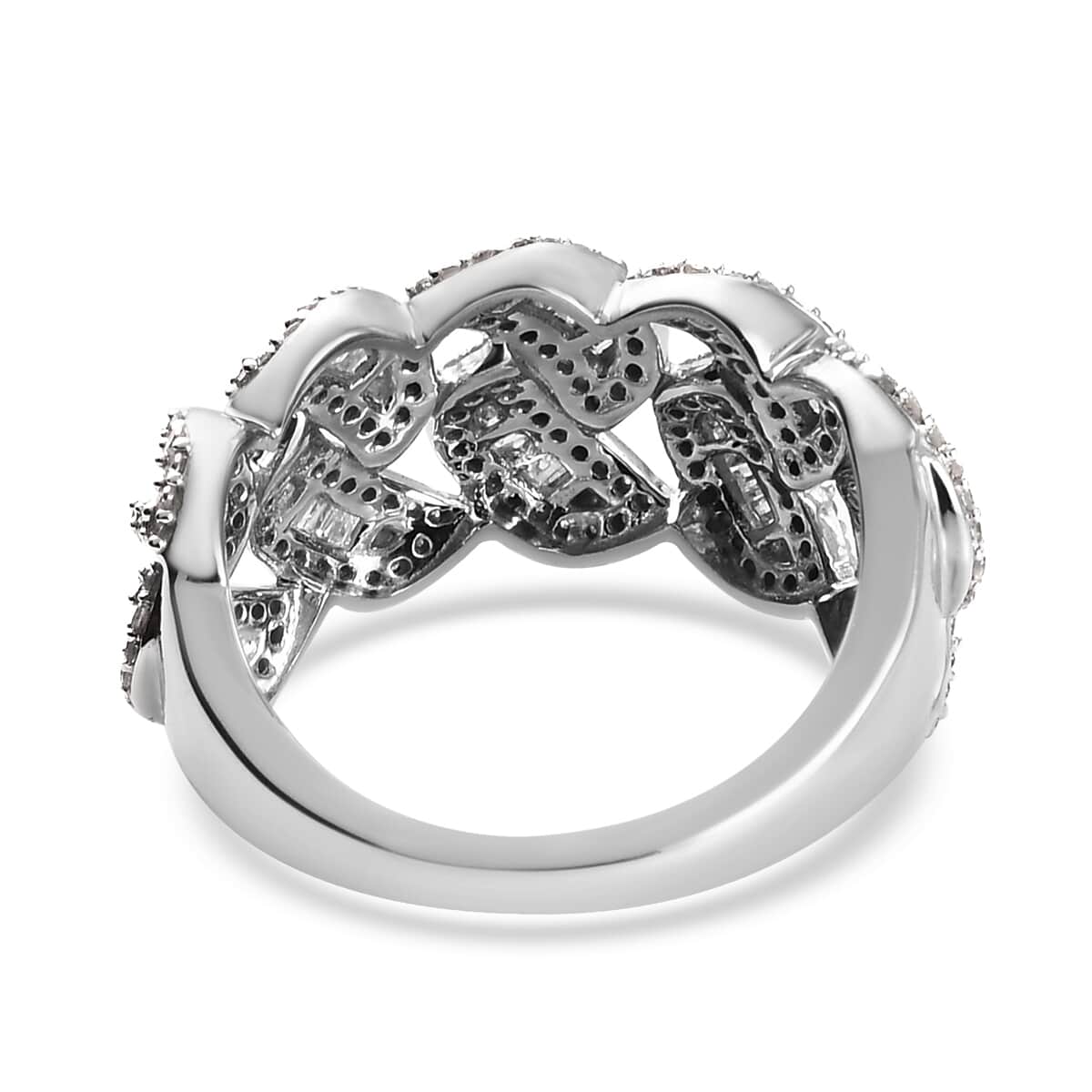 Luxoro 10K White Gold G-H I3 Diamond Fancy Ring (Size 7.0) 4.50 Grams 1.00 ctw image number 4