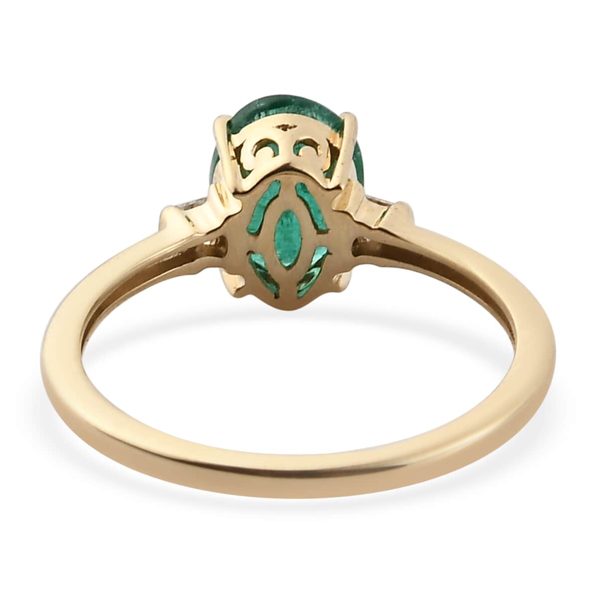 Luxoro 10K Yellow Gold AAA Emerald and Diamond Accent Ring (Size 6.0) 1.15 ctw image number 4