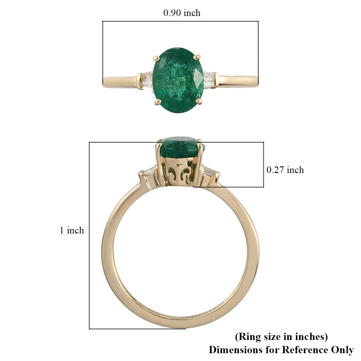 Luxoro 10K Yellow Gold AAA Emerald and Diamond Accent Ring (Size 6.0) 1.15 ctw image number 5