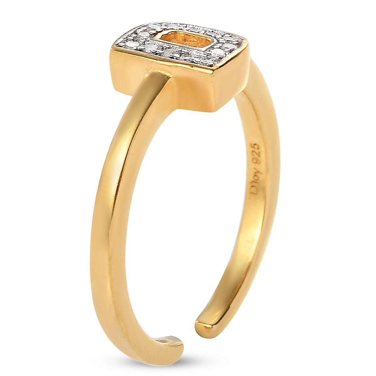 Diamond Initial D Openable Band Ring in Vermeil Yellow Gold Over Sterling Silver (Size 7.0) 0.08 ctw image number 3