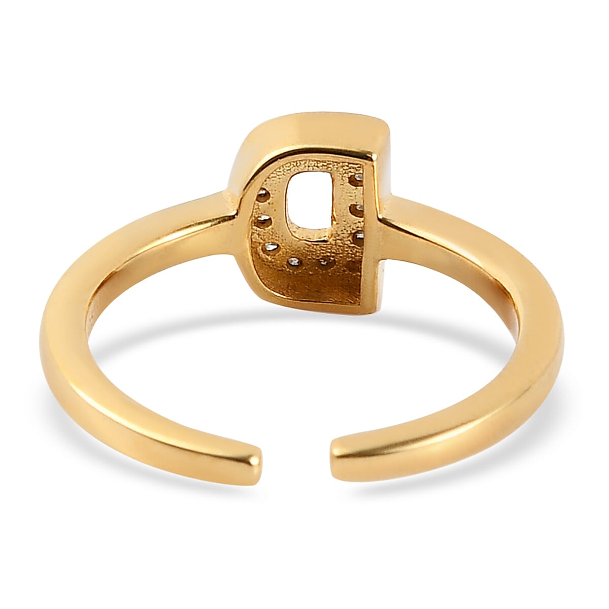 Diamond Initial D Openable Band Ring in Vermeil Yellow Gold Over Sterling Silver (Size 7.0) 0.08 ctw image number 4