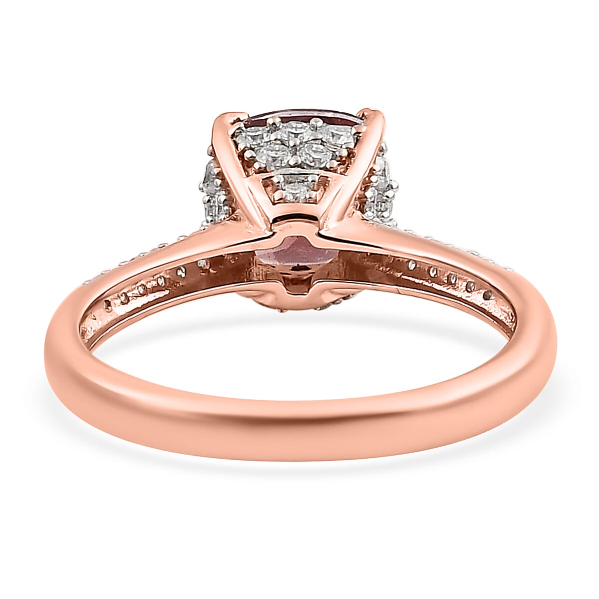 Red Rose Apatite and Moissanite Ring in Vermeil Rose Gold Over Sterling Silver (Size 10.0) 2.25 ctw