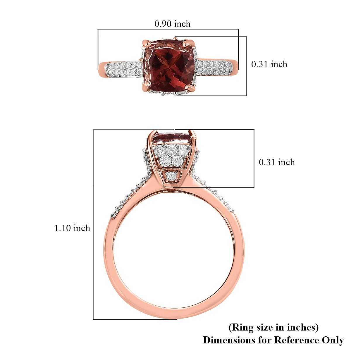 Red Rose Apatite and Moissanite Ring in Vermeil Rose Gold Over Sterling Silver (Size 10.0) 2.25 ctw