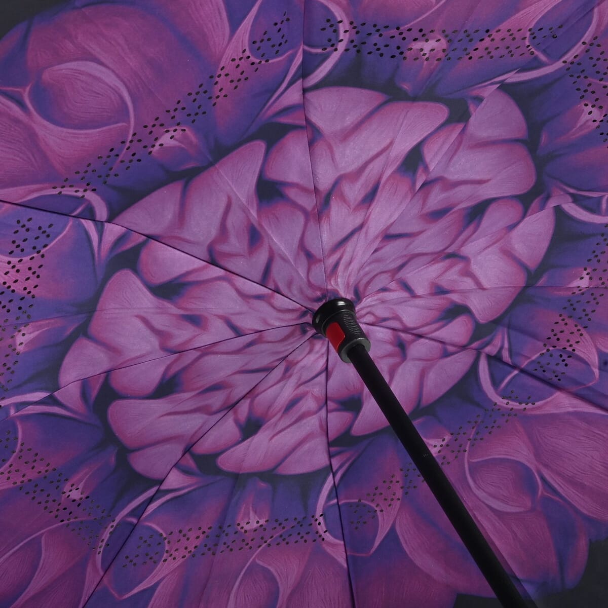 Reversible Umbrella with C Shaped Handle -Purple/Black image number 6
