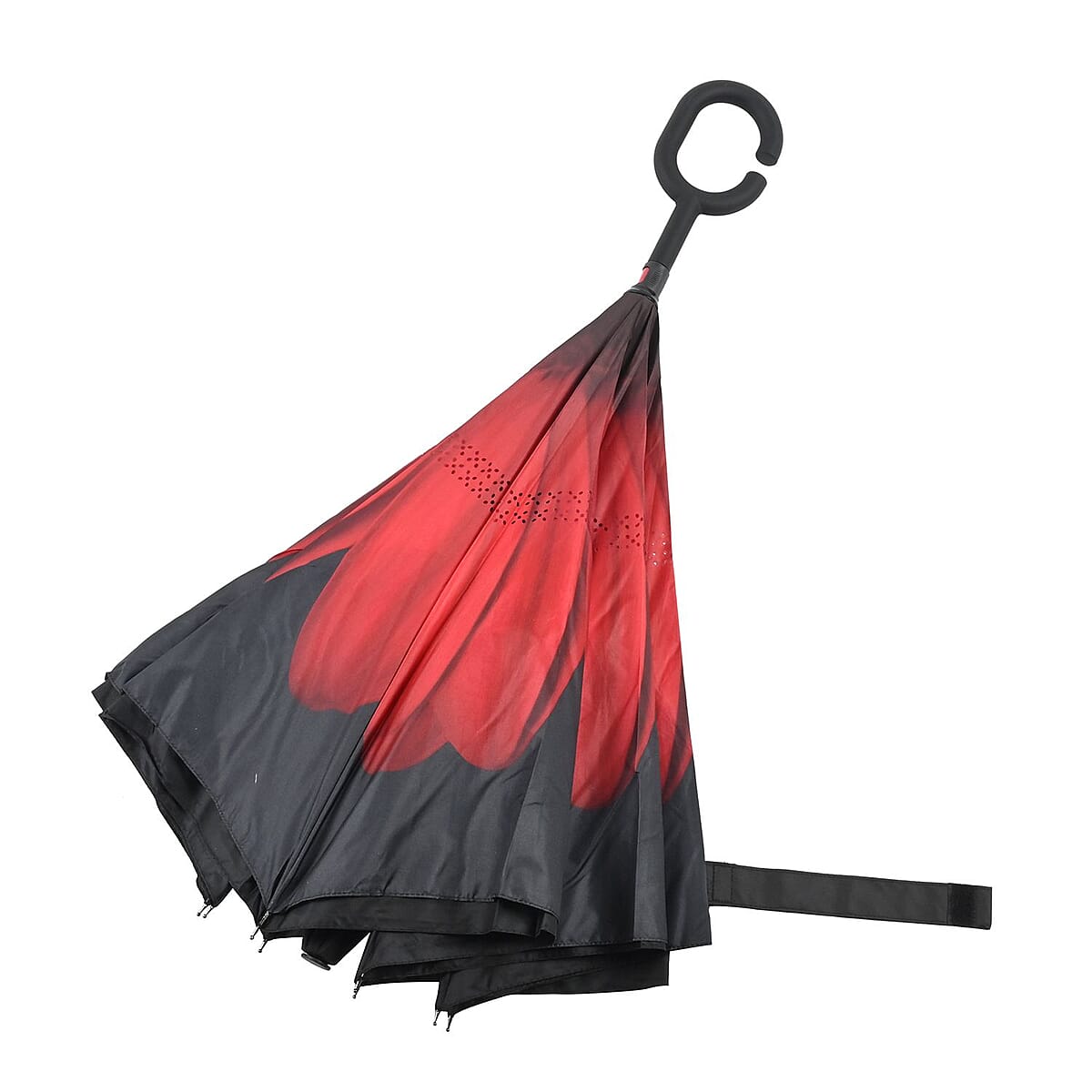 Reversible Umbrella with C Shaped Handle -Red image number 3