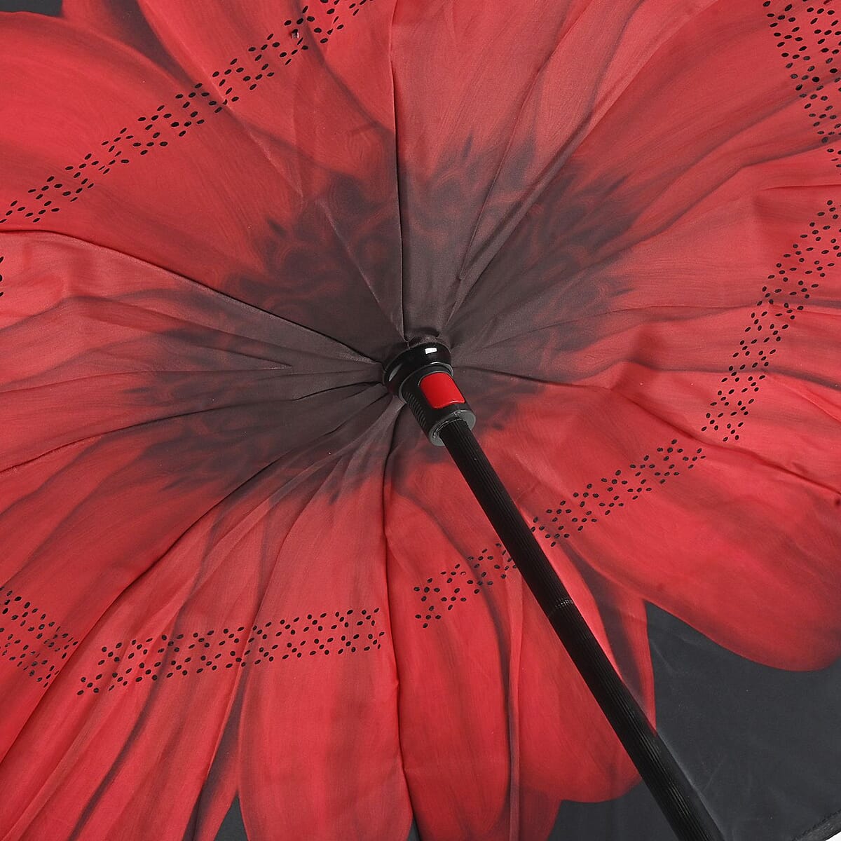 Reversible Umbrella with C Shaped Handle -Red image number 6