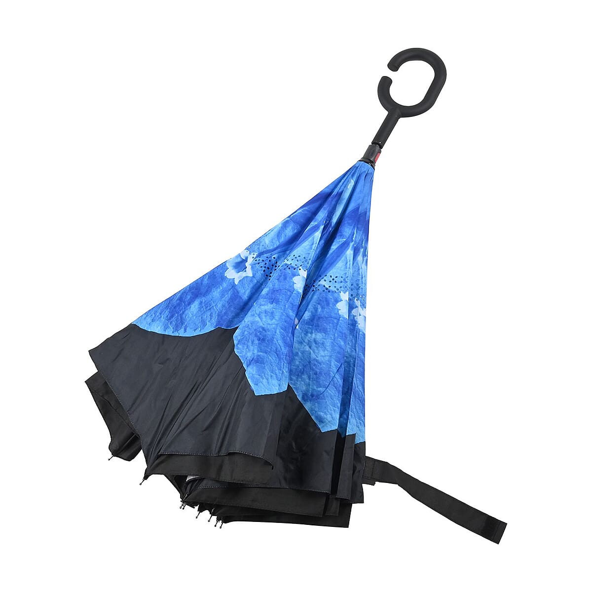 Reversible Umbrella with C Shaped Handle -Blue image number 3
