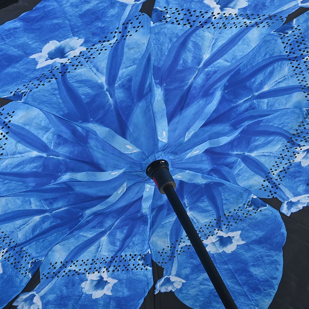 Reversible Umbrella with C Shaped Handle -Blue image number 6