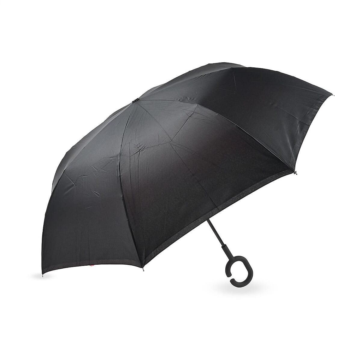 Reversible Umbrella with C Shaped Handle -Red/White image number 1