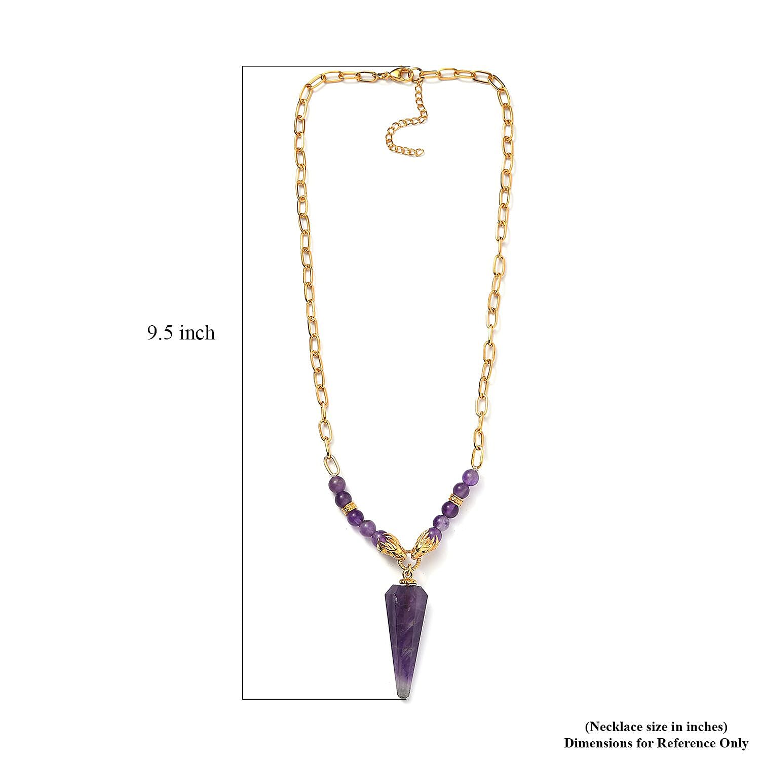 Karis African Amethyst and Thai Black Spinel Paper Clip Chain Dragon Necklace 18-20 Inches in 18K YG Plated 61.50 ctw