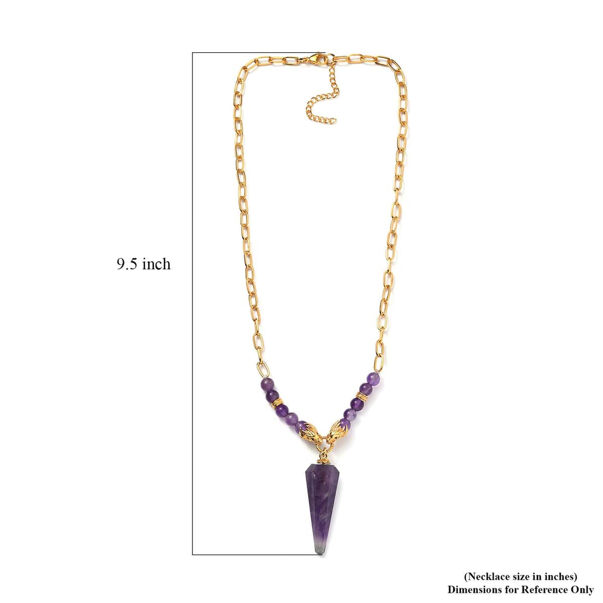 Karis African Amethyst and Thai Black Spinel Paper Clip Chain Dragon Necklace 18 Inches in 18K YG Plated 61.50 ctw image number 4