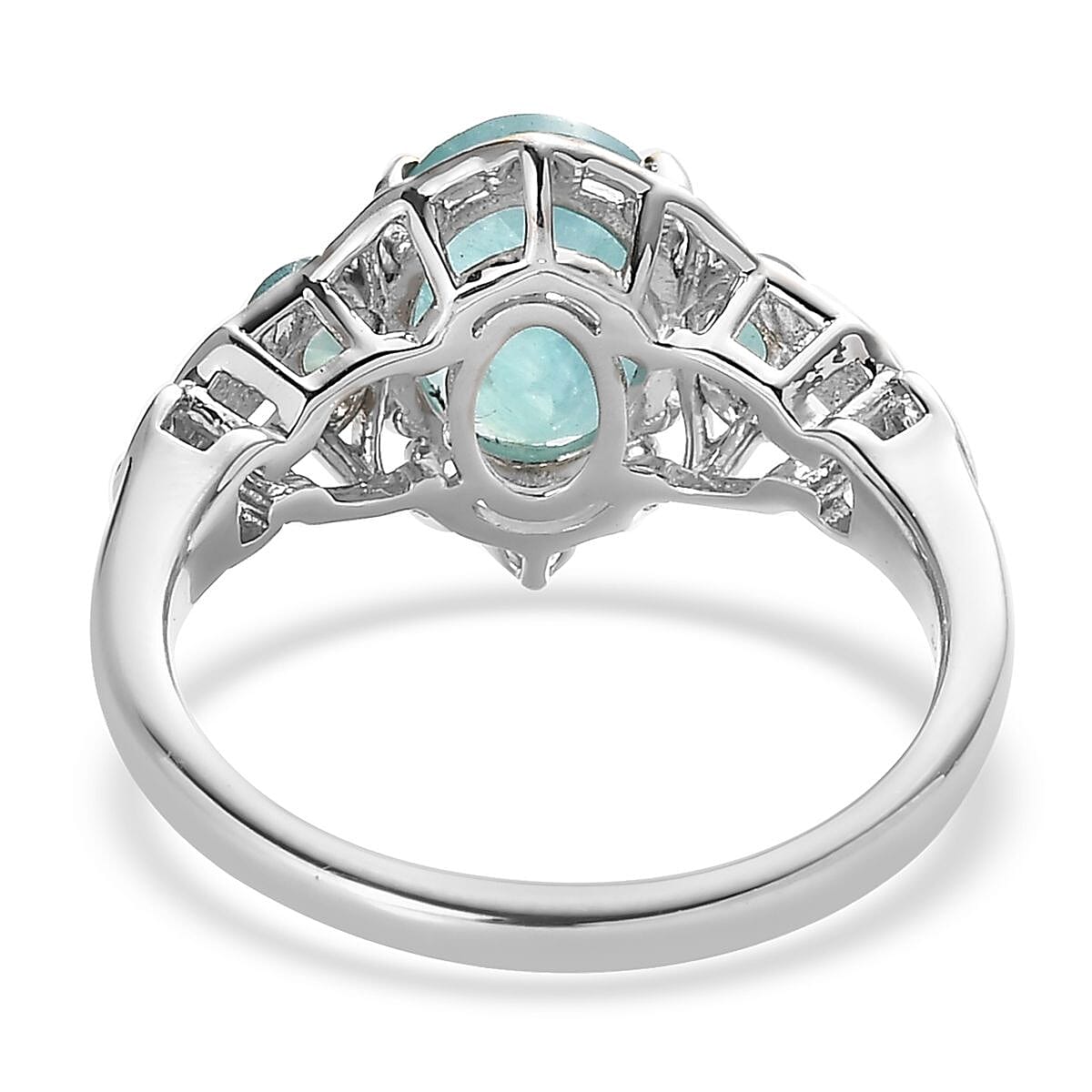 Grandidierite 3 Stone Ring in Vermeil Yelow Gold and Platinum Over Sterling Silver 2.15 ctw image number 4