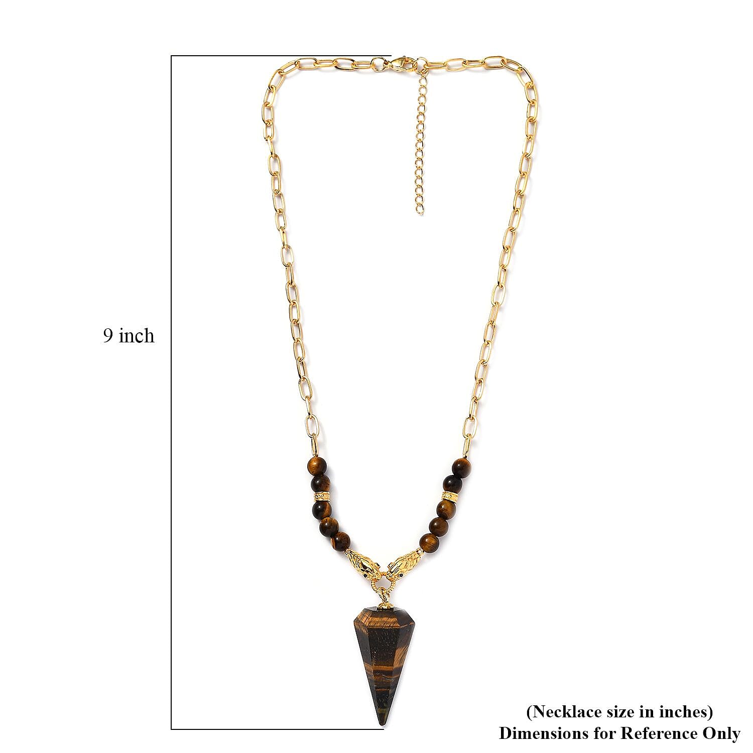 Karis Tigers Eye and Thai Black Spinel Paper Clip Chain Snake Necklace 18-20 Inches in 18K YG Plated 111.75 ctw