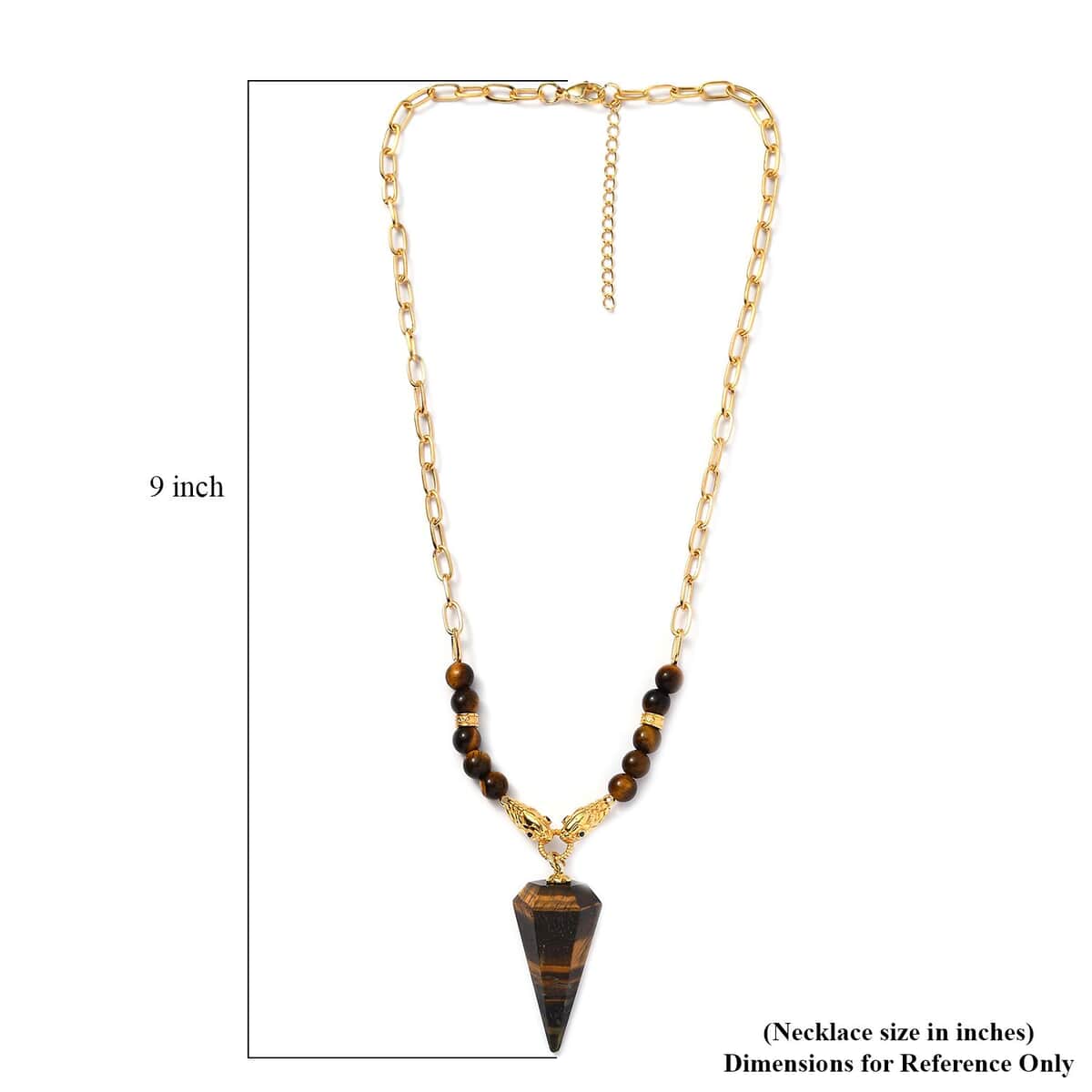 Karis Tigers Eye and Thai Black Spinel Paper Clip Chain Snake Necklace 18-20 Inches in 18K YG Plated 111.75 ctw image number 5