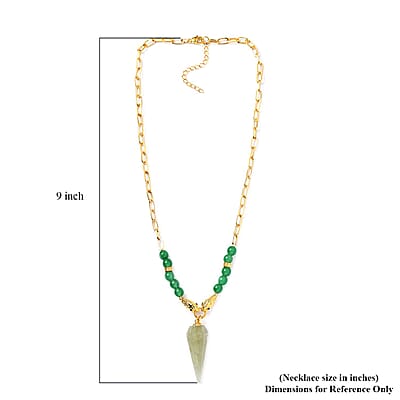 Karis Green Aventurine and Thai Black Spinel Paper Clip Chain Snake Necklace 18-20 Inches in 18K YG Plated 72.10 ctw