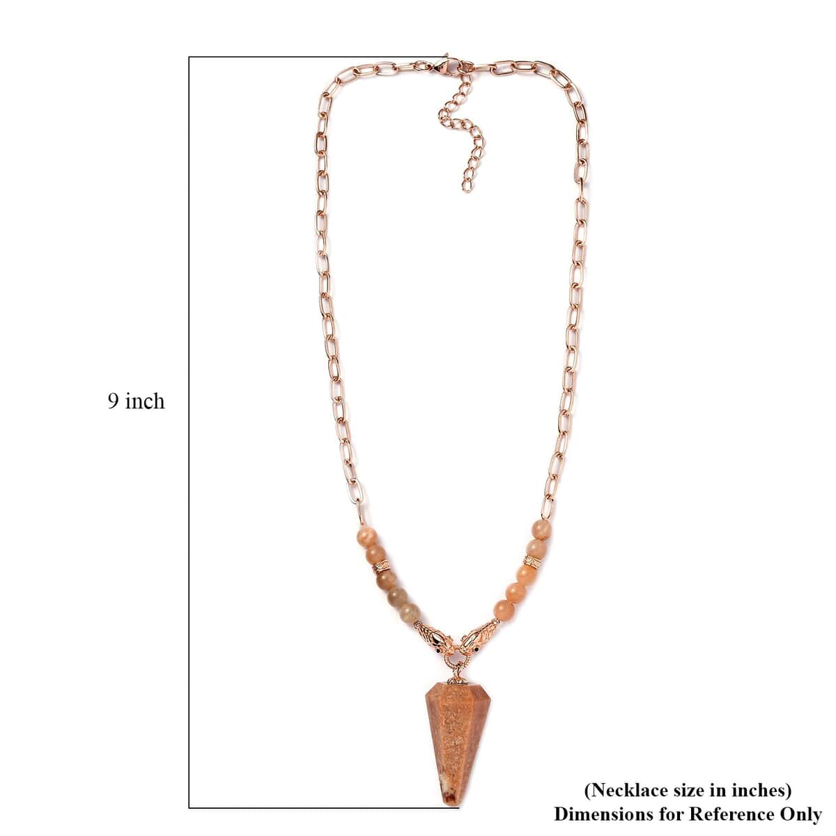 Karis Peach Moonstone and Thai Black Spinel Paper Clip Chain Snake Necklace 18-20 Inches in 18K RG Plated 70.00 ctw image number 5