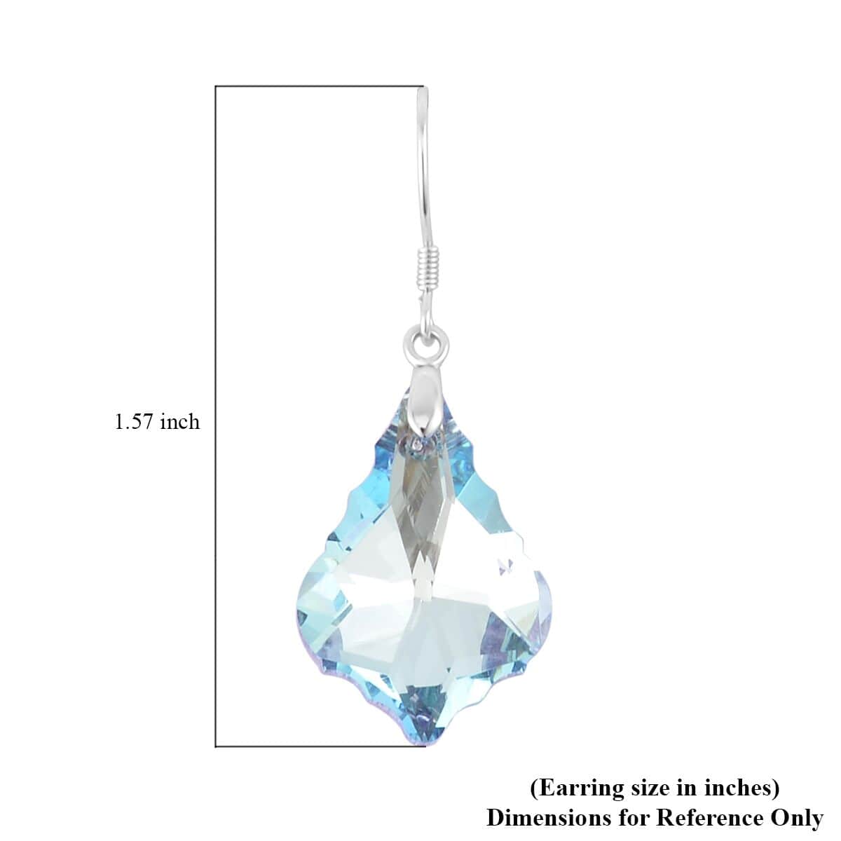 Simulated Aquamarine Dangle Earrings in Rhodium Over Sterling Silver image number 4